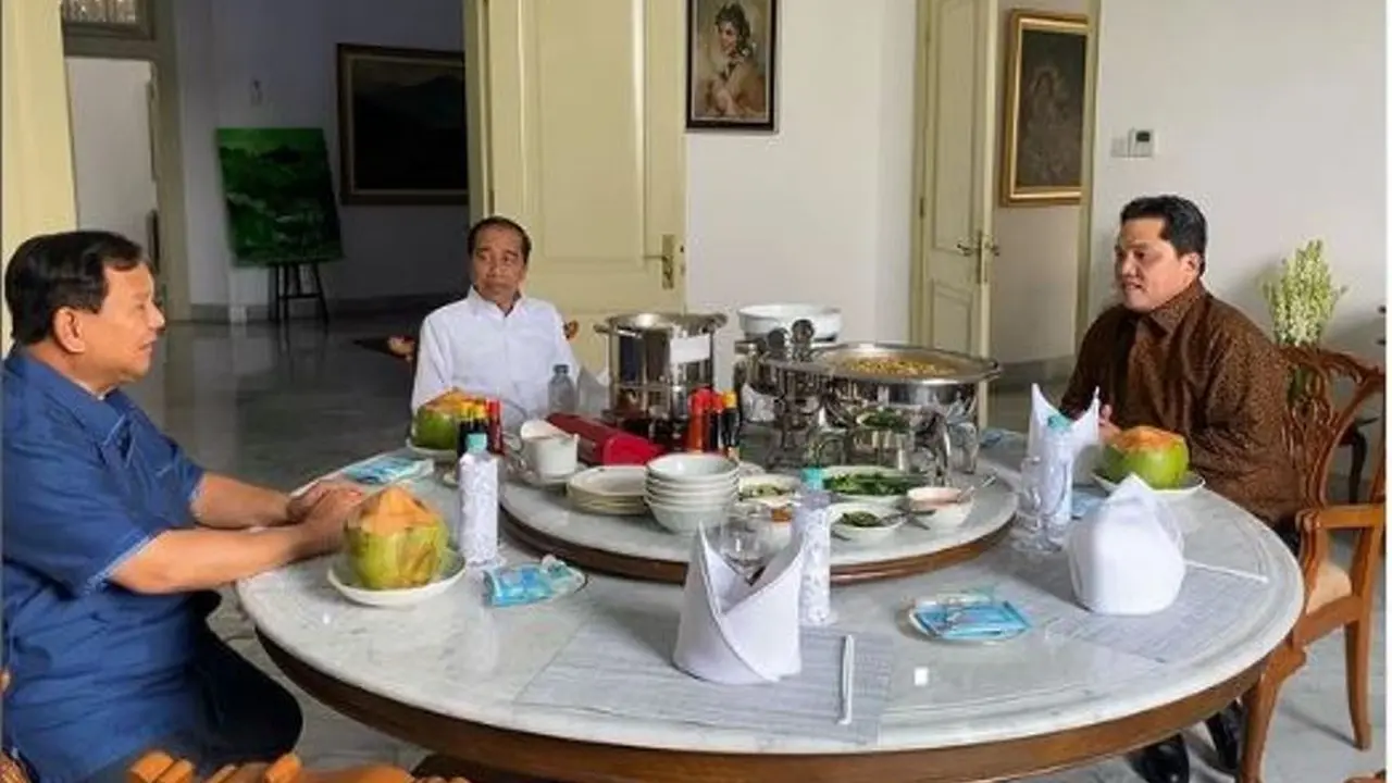 Dijamu Jokowi di Istana Bogor, Prabowo Subianto dan Eick Thohir Dihidangkan Kelapa Muda