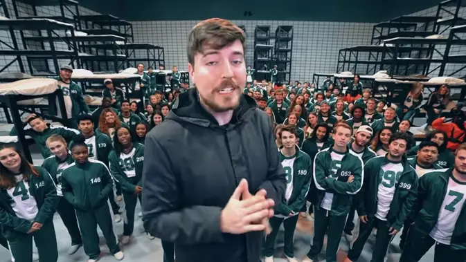 Viral, YouTuber asal Amerika Serikat bikin set squid game di dunia nyata dan berhadiah Rp6 Miliar. (YouTube/MrBeast).
