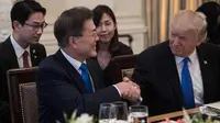 Pertemuan antara Presiden Amerika Serikat Donald Trump dan Presiden Korea Selatan Moon Jae-in di Gedung Putih (AFP)