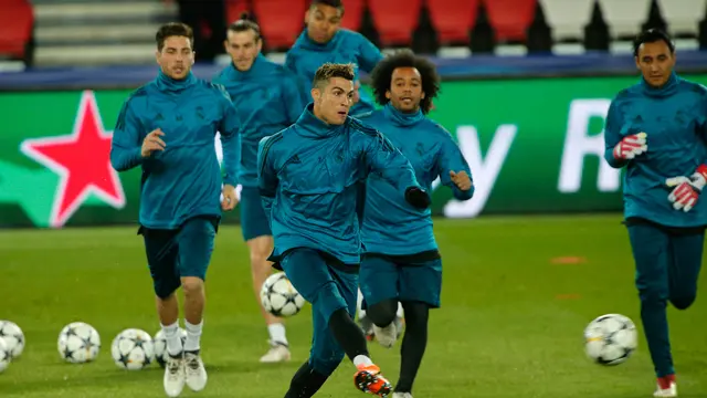 Intip Latihan Pemain Real Madrid Jelang Hadapi PSG di Leg Kedua