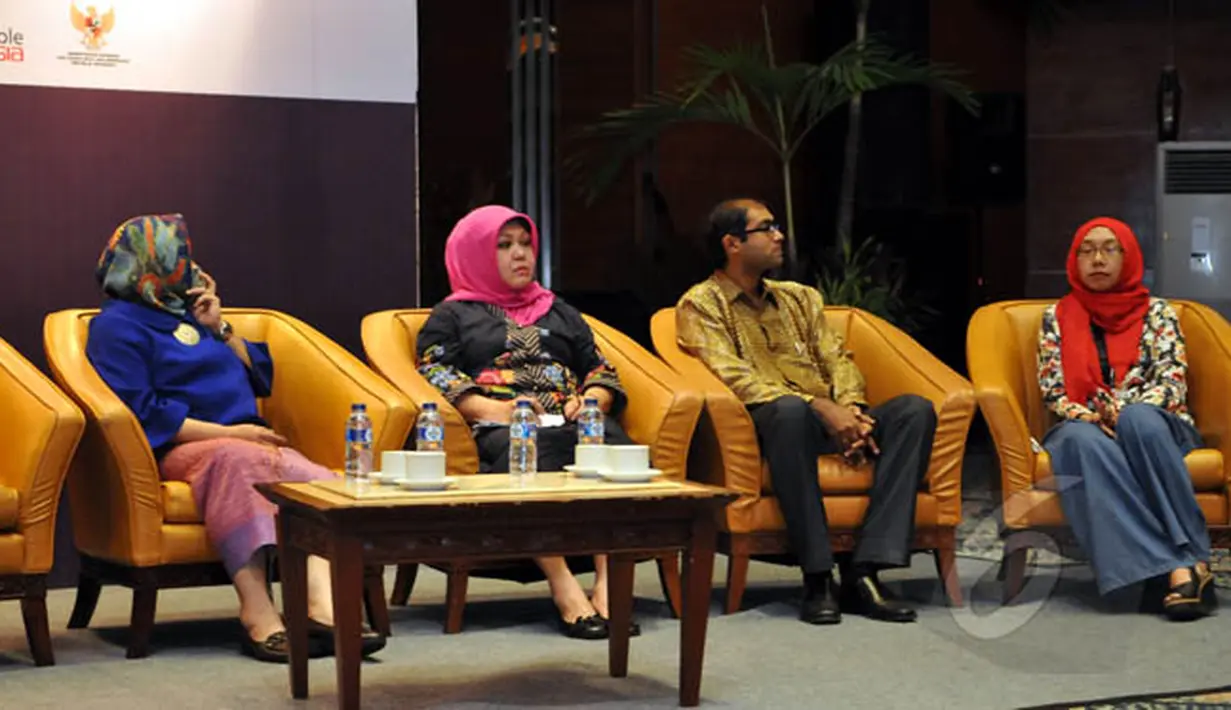 Konferensi pers jelang Indonesia Fashion Week 2015 di Gedung Sapta Pesona, Jakarta, Selasa (17/2). Indonesia Fashion Week 2015 akan berlangsung di JCC dari 26 Februari-1 Maret. (Liputan6.com/Panji Diksana)