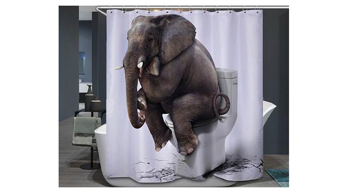 Gambar tirai kamar mandi yang kocak. (Sumber: Brainberries)
