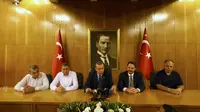 Presiden Recep Tayyip Erdogan menggelar konferensi pers terkait kudeta militer Turki. (Reuters)