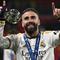 Bek kanan Real Madrid, Dani Carvajal dinobatkan sebagai MVP final Liga Champions 2023/2024. (AFP/Ina Fassbender)
