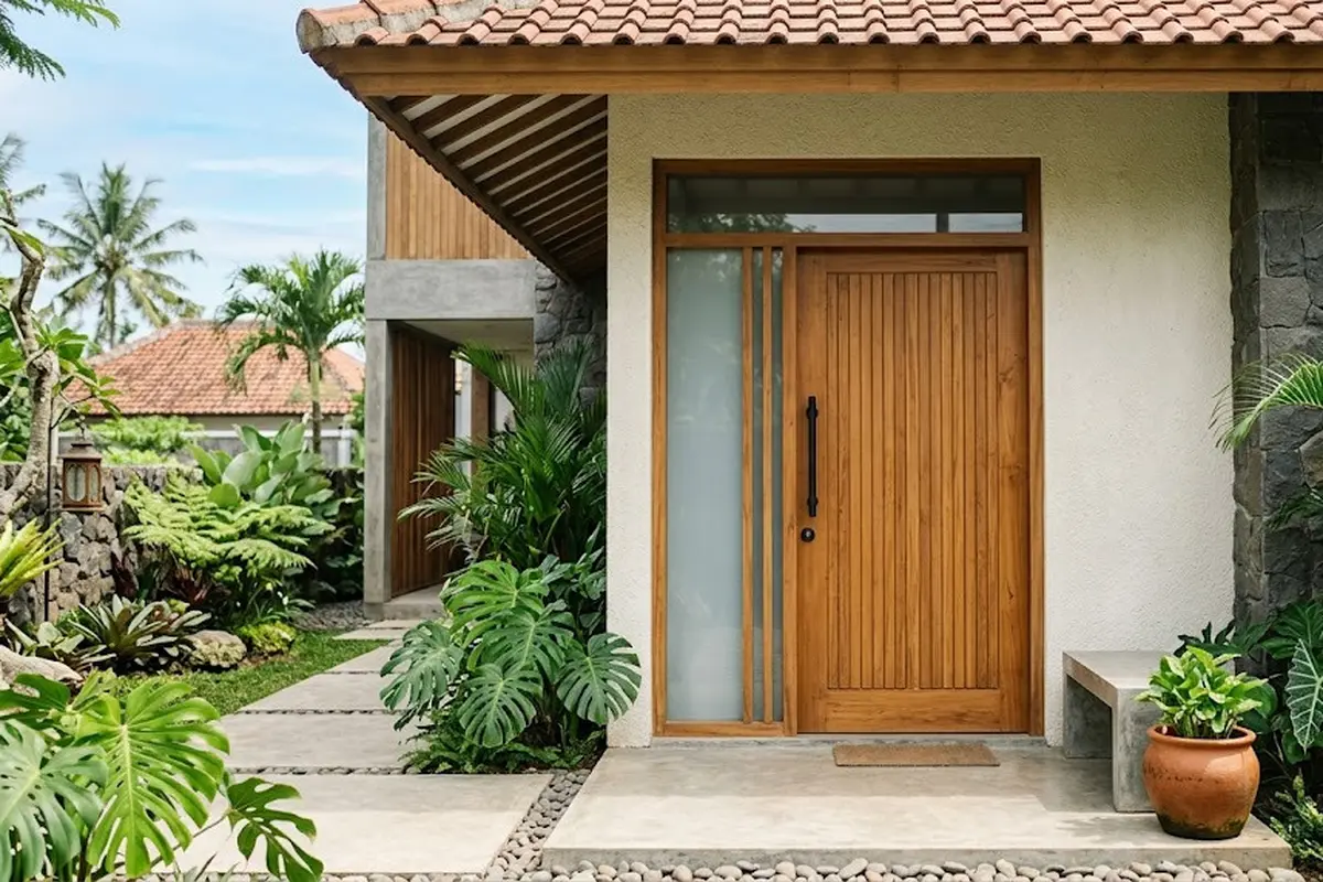 Model Pintu Rumah Japandi dengan Material Lokal