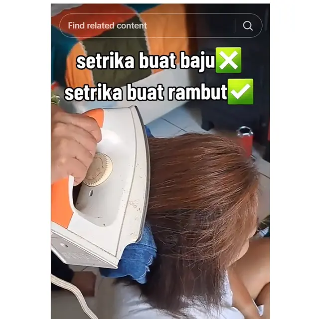 6 Potret Nyeleneh Wanita Luruskan Rambut Pakai Setrika, Jadi Pengganti Catokan