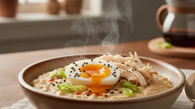 Oatmeal Savory dengan Topping Telur: Karbohidrat Kompleks yang Mengenyangkan