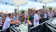 Tangkapan layar rekaman video anggota DPRD Lampung Utara, Hatami menyawer DJ viral di media sosial. Foto : (Istimewa).