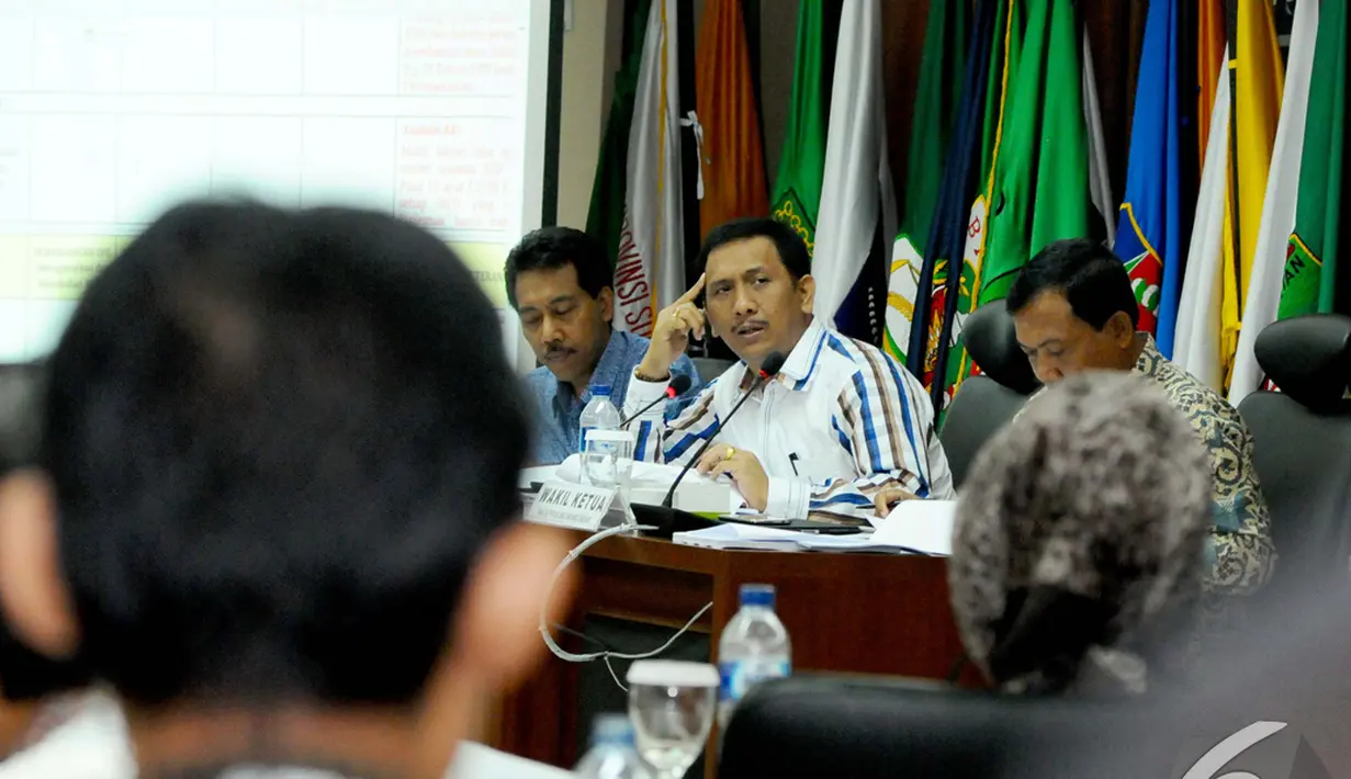 DPD menjelaskan bahwa MK mengharuskan dalam pembahasan perubahan UU harus melibatkan unsur tripartit yakni Pemerintah, DPR dan DPD, Senayan, Jakarta, Selasa (25/11/2014). (Liputan6.com/Andrian M Tunay)