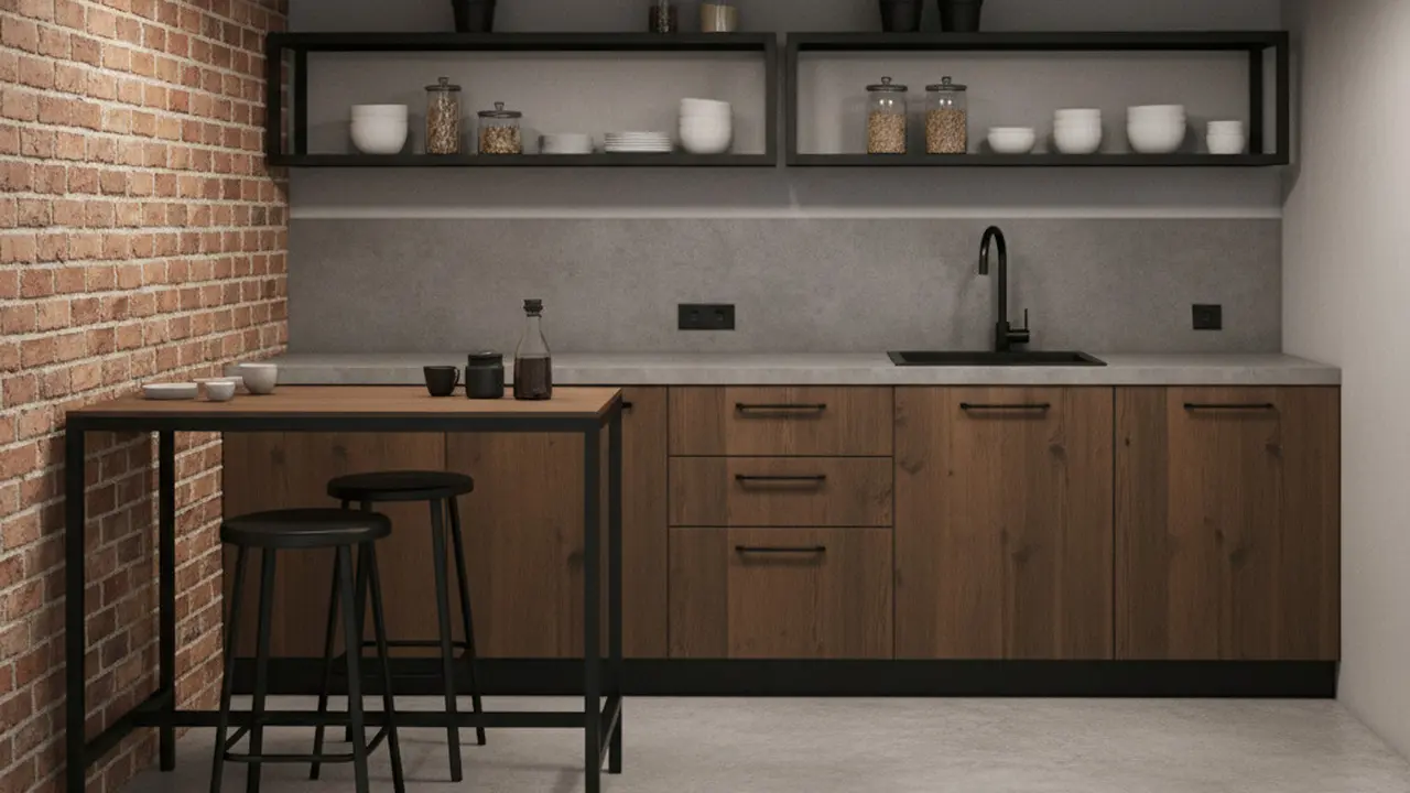 Inspirasi Dapur Industrial Hemat Biaya di Rumah Kecil. Gemini