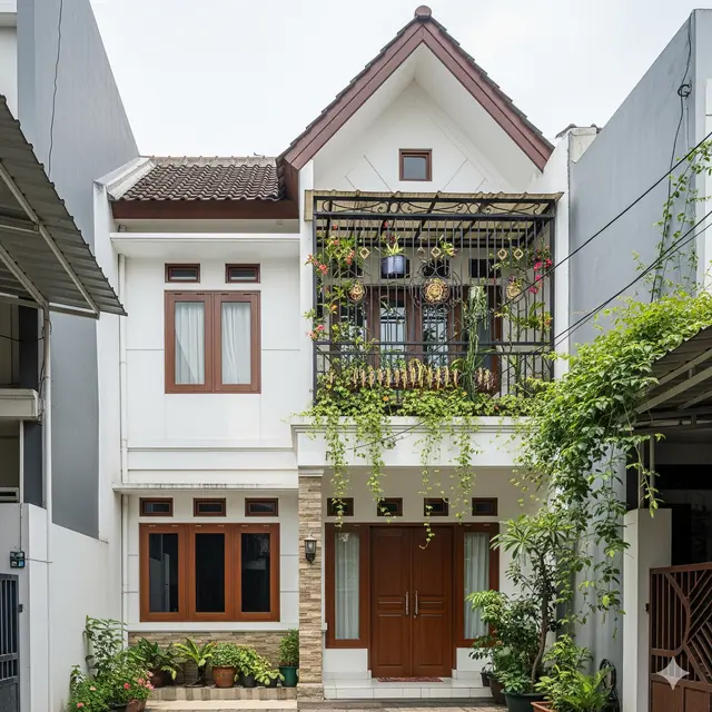 Model Rumah Tipe 45 Murah dengan Atap Pelana di Gang Perumahan Sempit. Gemini