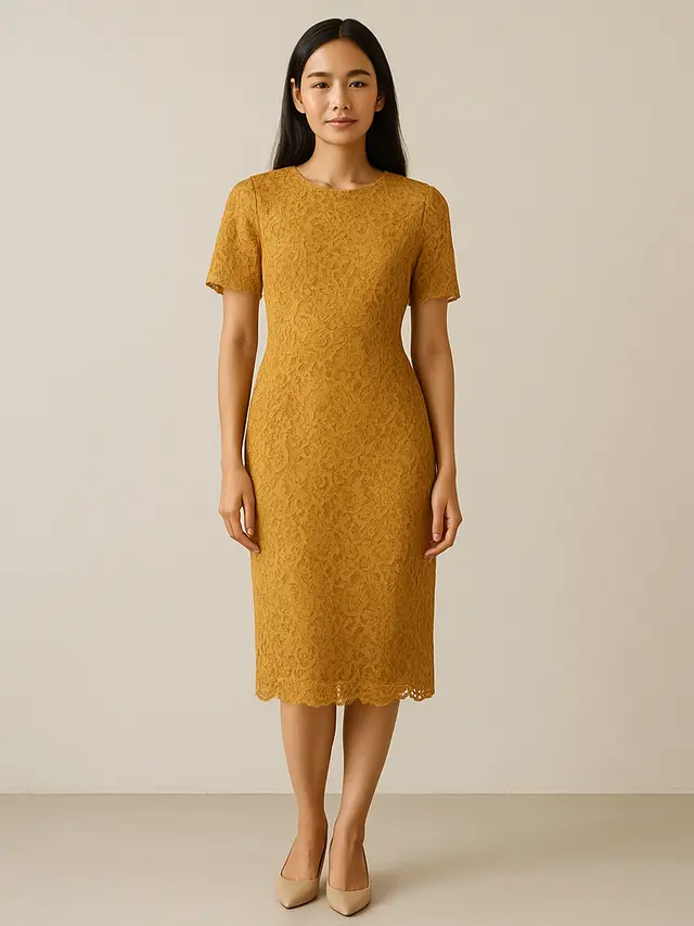 Model Dress Brokat Minimalis Tanpa Payet