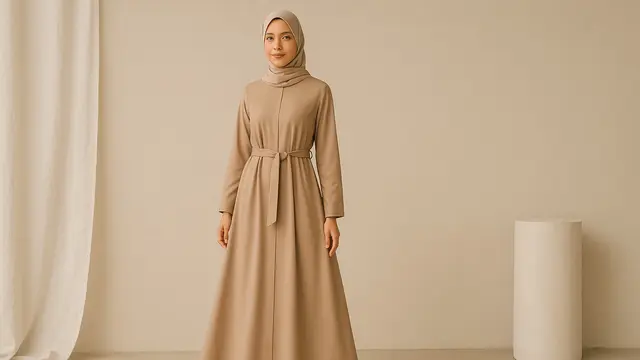 Model Gamis dengan Ikat Pinggang/ Ilustrasi gambar oleh AI
