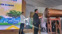 Menteri BUMN Erick Thohir dalam acara Akad Massal KPR BTN di Puri Delta Tigaraksa, Kabupaten Tangerang, Banten, Selasa (8/8/2023) (dok: Maul)