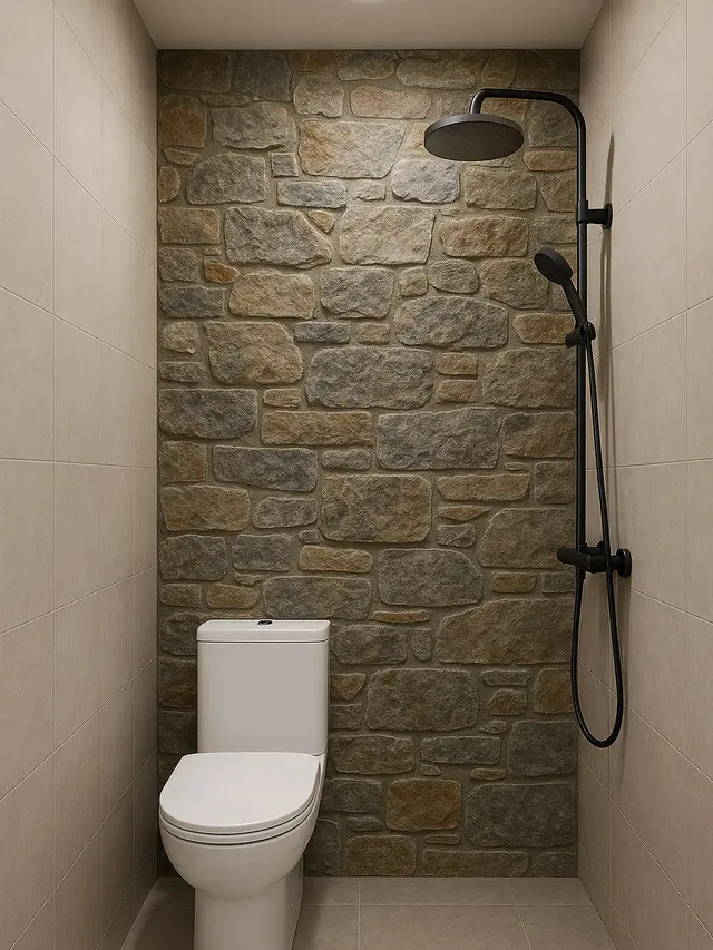 Desain Kamar Mandi Ukuran 1x1 dengan Kloset Duduk dan Shower (Image by ChatGPT)