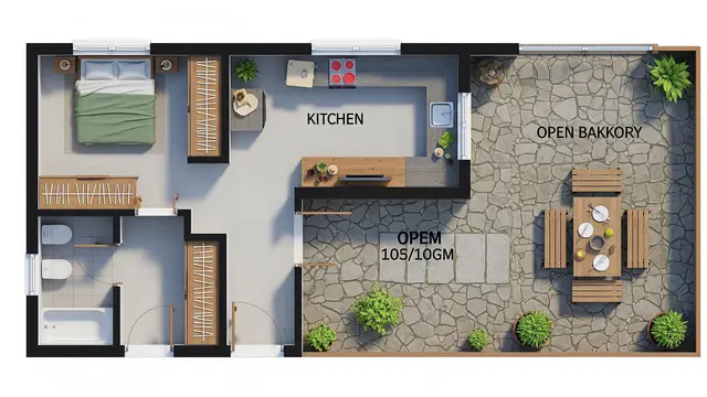Inspirasi Denah Rumah Sederhana dengan Dapur Terbuka di Kampung/AI Generated