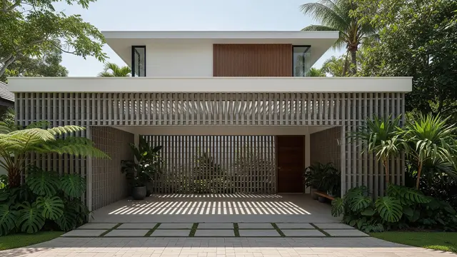Desain Garasi Rumah dengan Roster Supaya Tidak Lembap dan Pengap (AI)