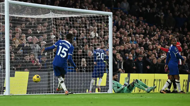 Penyerang Chelsea, Nicolas Jackson, ketika melawan Sheffield United.