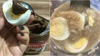 Kombinasi telur dengan makanan nyeleneh. (Bored Panda/Instagram/babalwa.brook)