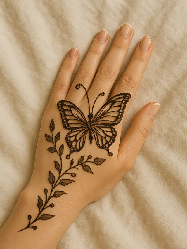 Henna Tangan Butterfly Design (Foto: Rizka Nur Laily via ChatGPT)