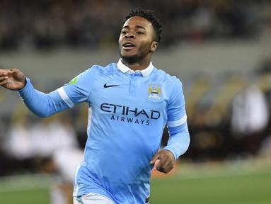 Raheem Sterling mencetak gol di menit ke-3 dalam debutnya di Manchester City melawan AS Roma di Turnamen International Champions Cup 2015 di Melbourne Cricket Ground, Australia. (21/7/2015). (EPA/JULIAN SMITH)