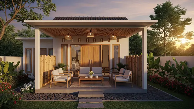 Model Rumah Kecil di Desa dengan Teras Lebar
