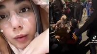 Momen Celine Evangelista bawa bantuan medis dan makanan untuk pendemo di Jakarta. [TikTok: @mak_ekaaja]