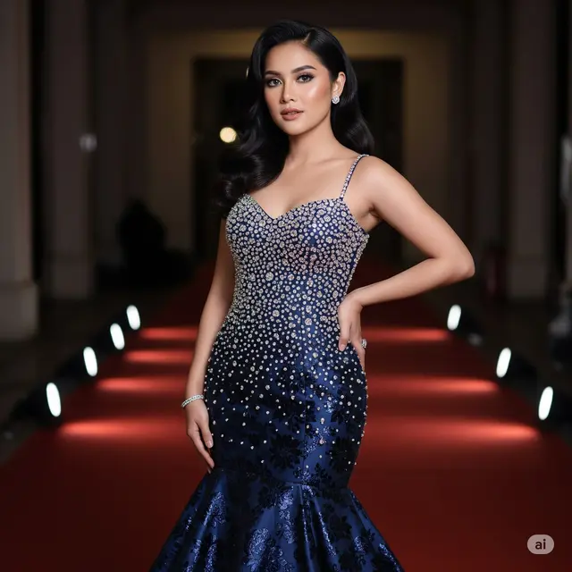 Navy Mermaid Cut + Full Swarovski Payet