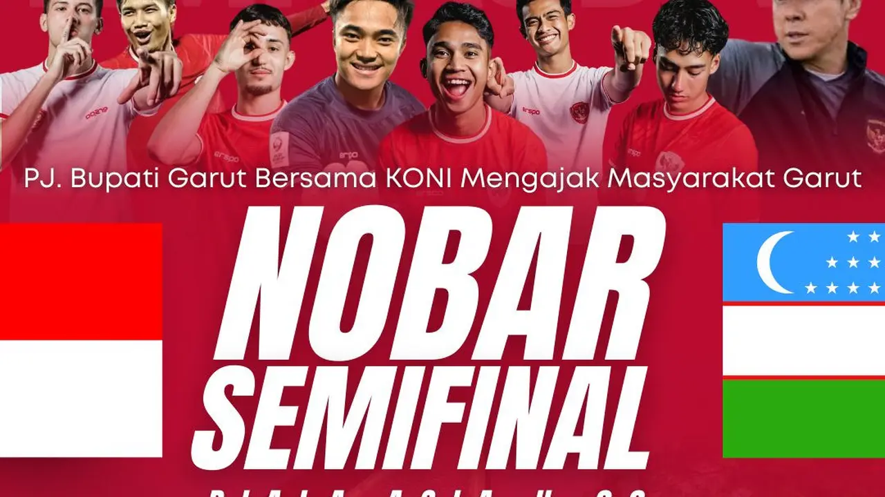 Pemerintah Daerah (Pemda) Garut, Jawa Barat, bakal menggelar monoton bareng (Nobar) laga Semifinal Piala Asia U23 antara Indonesia U23 di Piala Asia, di Lapangan Otista, Alun-alun Garut, malam ini. (Liputan6.com/Jayadi Supriadin)