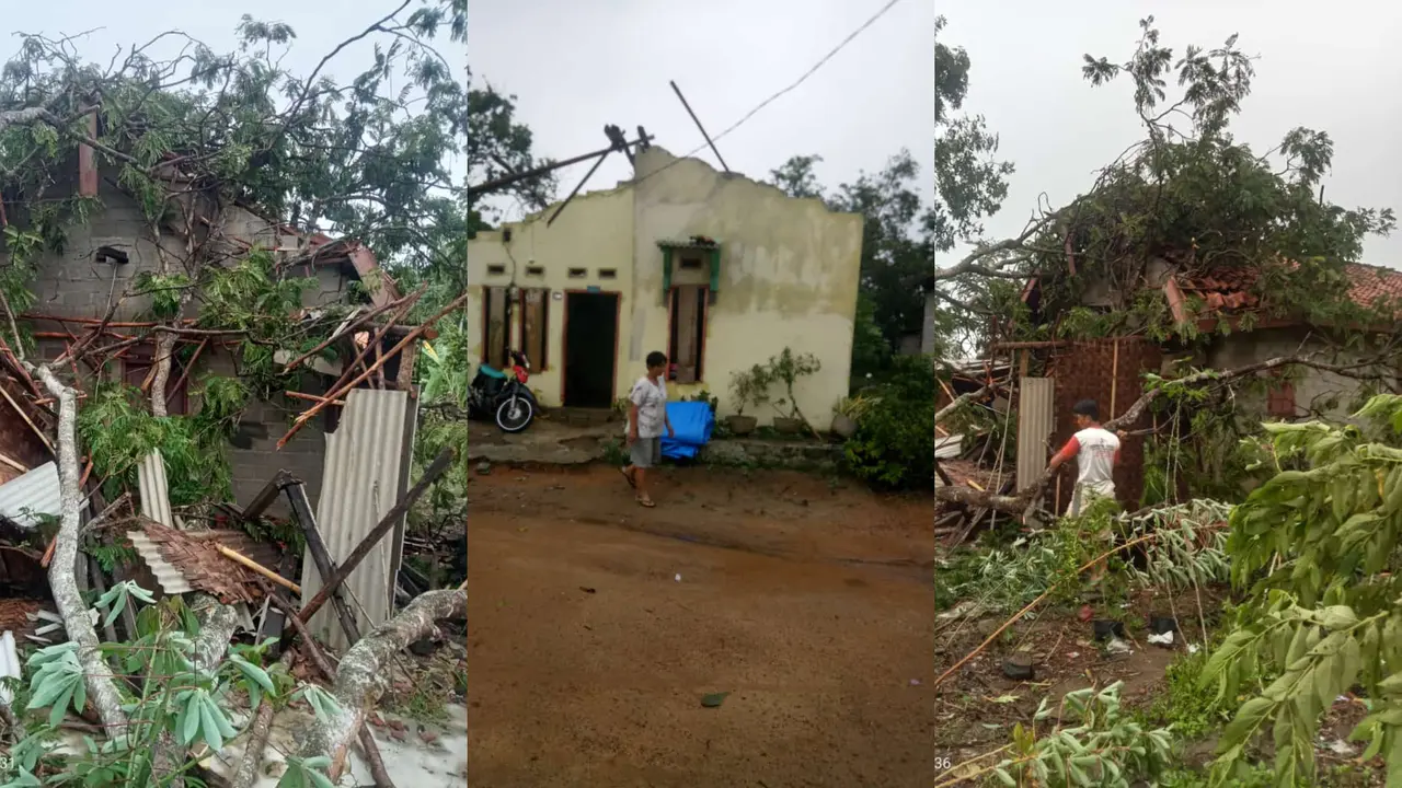 Puluhan rumah warga di Kecamatan Menggala, Kabupaten Tulang Bawang rusak terdampak angin puting beliung. Foto : (Istimewa).