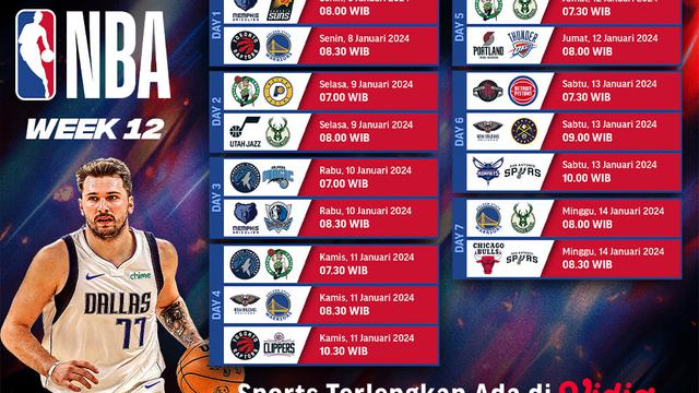 Jadwal Live Streaming NBA 2023/2024 Week 12 di Vidio, 8-14 Januari 2024