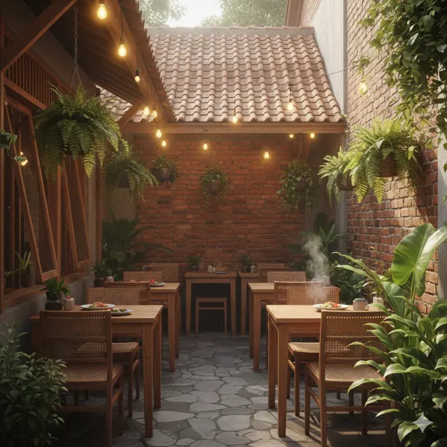 Desain Warung Makan Outdoor Lahan Sempit