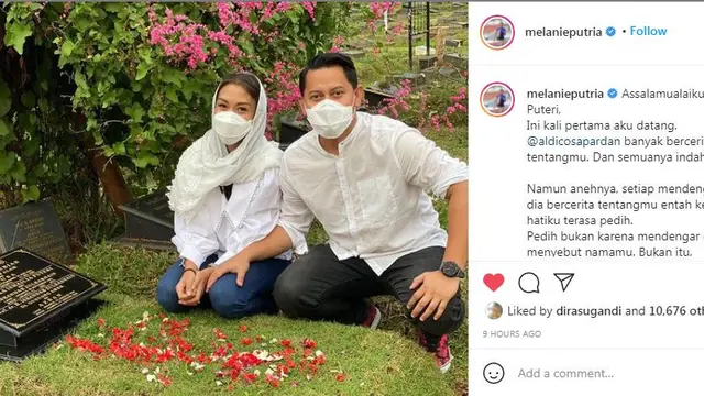 Melanie Putria ziarah kemakam mendiang istri kekasihnya