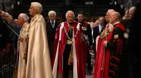 Pangeran Charles dari Inggris, Pangeran Wales dalam perannya sebagai Great Master of the Honourable Order of the Bath, menghadiri layanan Order of the Bath di Westminster Abbey, London pada 24 Mei 2022. (DANIEL LEAL / POOL / AFP)