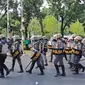 Polisi Kerahkan Pasukan Penindak dalam aksi demonstrasi buruh di Balai Kota DKI Jakarta. (Merdeka.com/Lydia Fransisca)