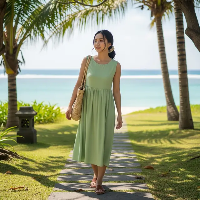 Outfit healing wanita setelah lebaran (Image by Gemini AI)
