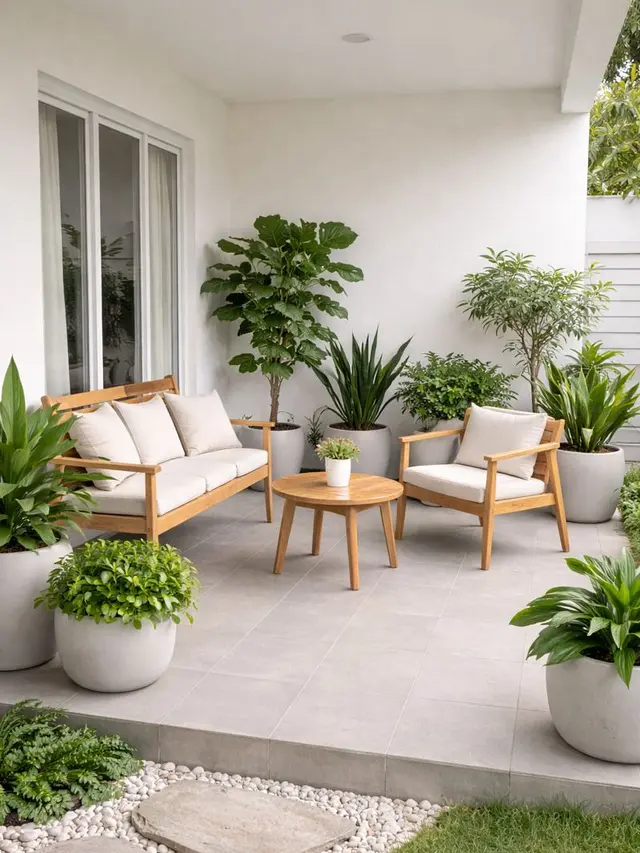Inspirasi Teras Rumah Asri dengan Taman Mini
