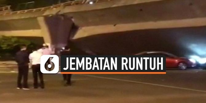 VIDEO: Ngeri, Detik-Detik Jembatan Beton Runtuh Timpa Mobil