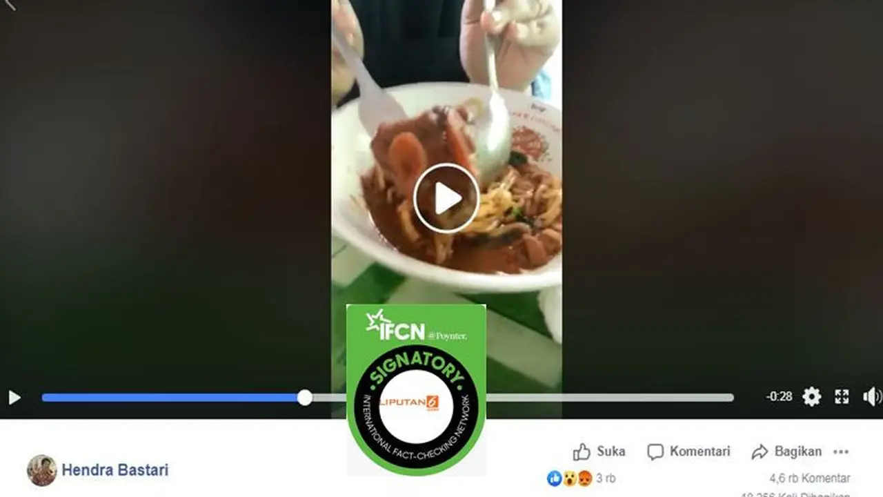 [Cek Fakta] Gambar Tangkapan Layar Video Tentang Mie Ayam