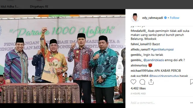 Instagram Edy Rahmayadi