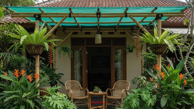 Paranet Rustic dengan Struktur Bambu