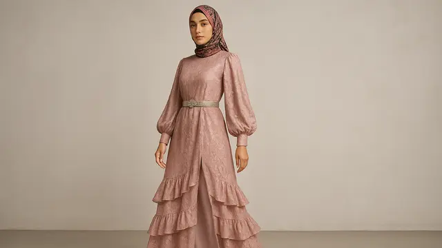 Rekomendasi Gamis Brokat Belah Samping yang Sedang Tren di 2025/Ilustrasi gambar oleh AI