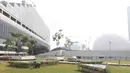 Bangunan revitalisasi Taman Ismail Marzuki (TIM) di Cikini, Menteng, Jakarta Pusat, Jumat (11/3/2022). Pengerjaan revitalisasi TIM yang dimulai pertengahan tahun 2019 tersebut ditargetkan selesai pada akhir tahun 2022. (Liputan6.com/Herman Zakharia)