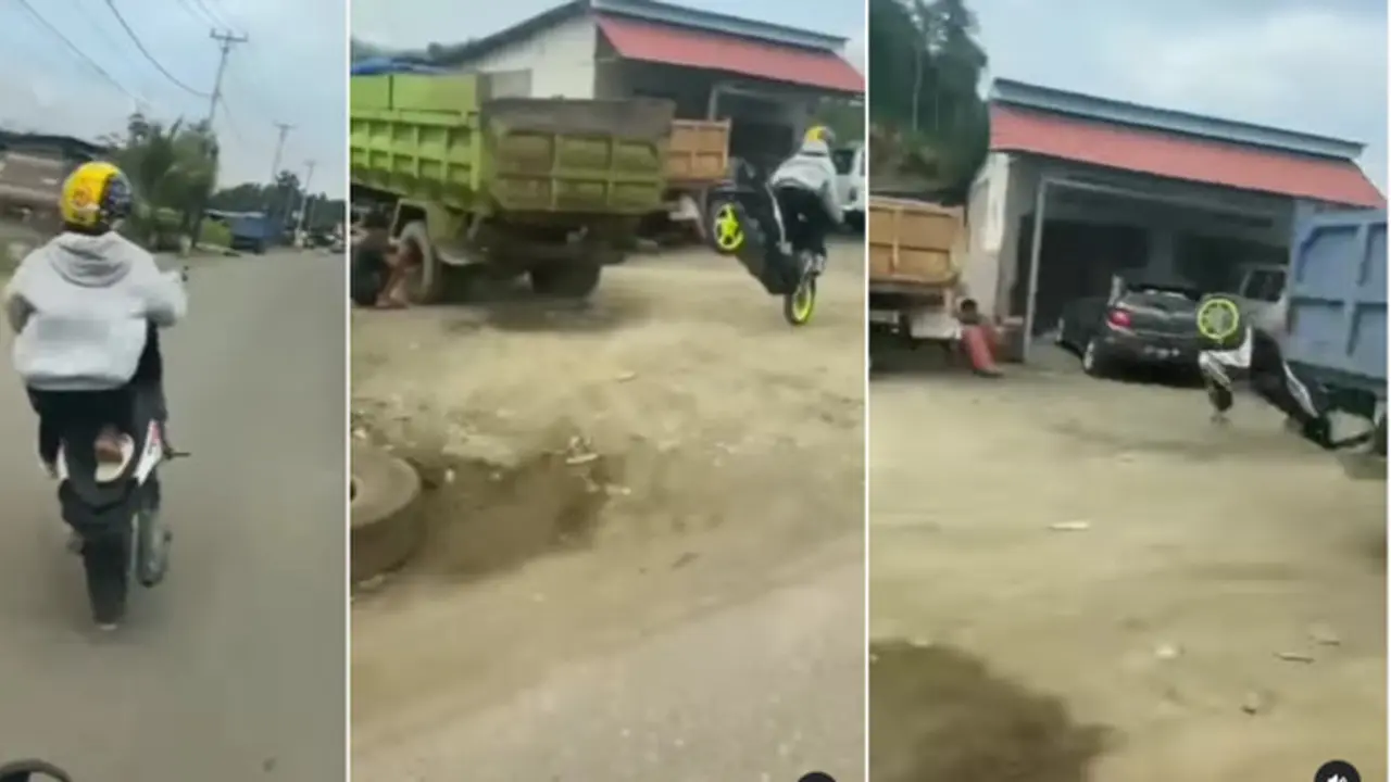 Niat Ingin Pamer 'Standing' Motor di Jalanan, Pria Ini Malah Terperosok ke Rerumputan. ©2022 Merdeka.com/ Instagram @sultrahitz