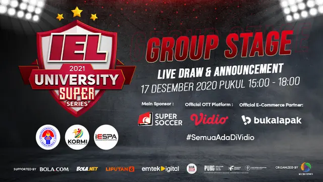 Live streaming pengundian fase grup IEL University Super Series Season 3