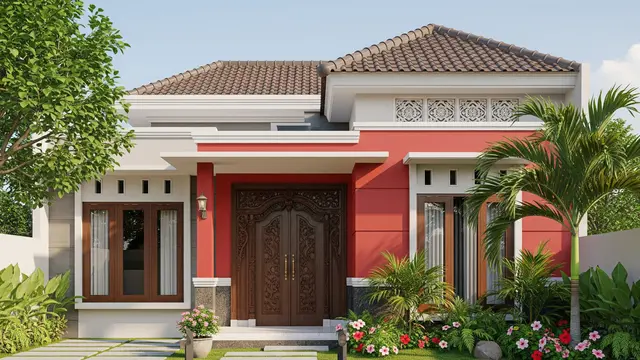 Desain Rumah Ukuran 200 Meter di Lokasi Pinggir Kota Eklektik 1 Lantai