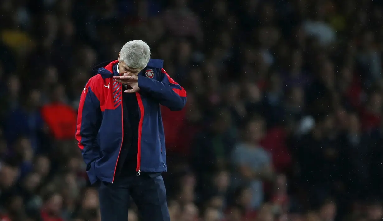 Reaksi pelatih Arsenal, Arsene Wenger, saat melawan Liverpool. (Reuters/Eddie Keogh)