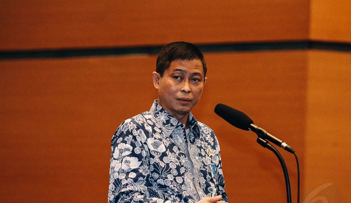 Ignasius Jonan saat memberikan sambutan dalam acara Sertijab Menteri Perhubungan, Jakarta, Kamis (30/10/2014). (Liputan6.com/Faizal Fanani)