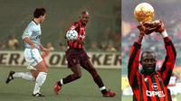 George Weah menjadi sejarah dunia sepak bola karena ia menjadi satu-satunya pemain sepak bola yang berasal dari Benua Afrika yang pernah meraih Ballon d'Or. Pemain Liberia ini mampu menghadiahkan dua trofi untuk PSG sebelum pindah ke AC Milan. (Foto Kolase: AFP/Gerard Julien & Carlo Ferraro)