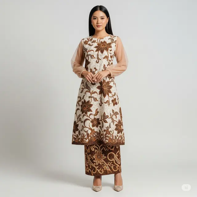 Dress Batik Kombinasi Tile Elegan 2025.